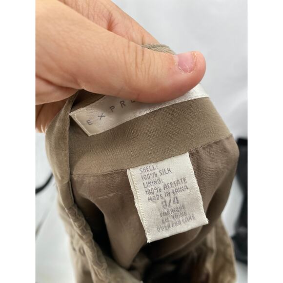 Express vintage 100% Silk Button Fly pleated wide leg pants - Picture 6 of 6